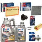 TO FIT VW GOLF GTI 2012> MOBIL BOSCH SERVICE KIT 6L 3000 5W30 + FILTERS + PLUGS