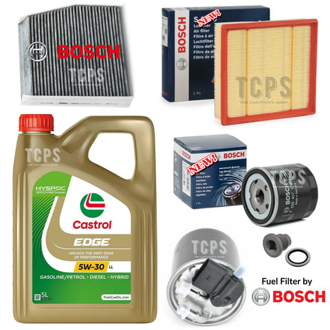 For Mercedes A180 1.5 CDI W176 Bosch Service Kit with 5L Castrol Edge 5w30