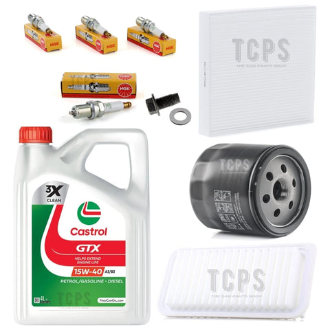 FOR TOYOTA YARIS 1.3 TR VVTI MK2 FULL SERVICE KIT WITH 4L CASTROL 15W40 4 PLUGS FILTERS