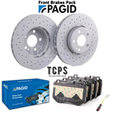 FOR MERCEDES C220 BLUETEC AMG W205 PAGID FRONT DRILLED DISCS 318MM & PADS & SENSOR