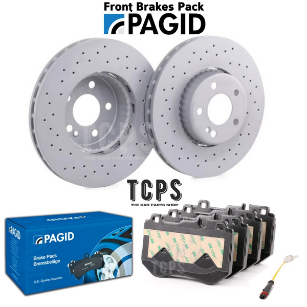 FOR MERCEDES C220 BLUETEC AMG W205 PAGID FRONT DRILLED DISCS 318MM & PADS & SENSOR