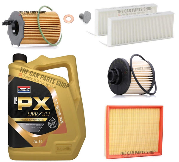FOR CITROEN C4 CACTUS 1.6 DIESEL 2014> FULL SERVICE KIT 5L 0W-30 OIL + FILTERS
