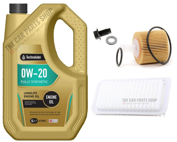 FITS TOYOTA YARIS 1.3 VVTI 2011> SERVICE KIT 5L 0W20 OIL + AIR OIL FILTER & PLUG