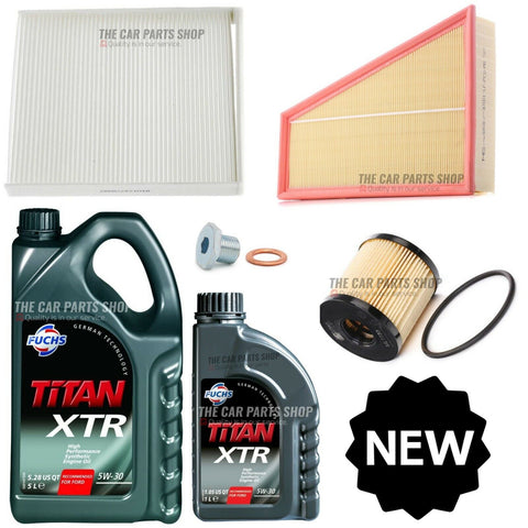 FOR FORD S-MAX 2.0 TDCI SERVICE KIT 6 LITRES FUCHS 5W30 OIL + AIR CABIN & OIL