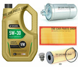 TO FIT AUDI A4 2.0 TDI 04-08 SERVICE KIT 5L OIL & AIR FUEL OIL FILTER