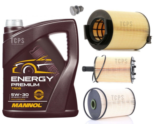 FITS VW CADDY 2.0 SDI 04-10 SERVICE KIT 5L 5W30 OIL & OIL AIR FUEL FILTER + PLUG