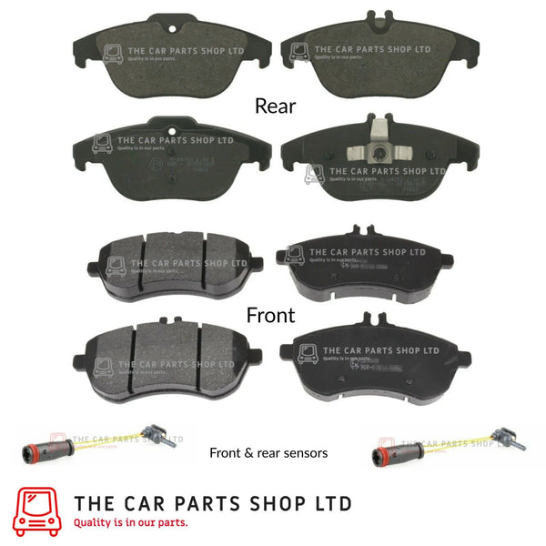 FOR MERCEDES C CLASS W204 2011-2014 FRONT & REAR BRAKE PADS SET + WEAR SENSORS
