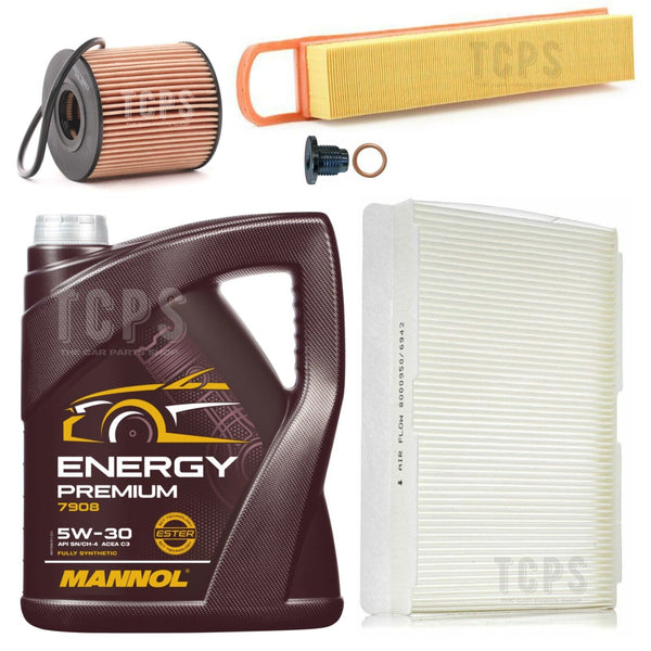 FOR PEUGEOT 308 MK1 PETROL SERVICE KIT 5L OIL & OIL AIR CABIN FILTER NEW