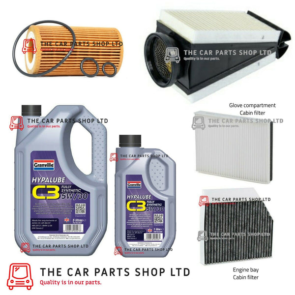 FOR MERCEDES GLC 220D 15-19 SERVICE KIT 6L GRANVILLE C3 OIL & OIL AIR CABIN x2