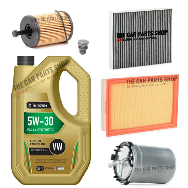 FOR SEAT TOLEDO 1.6 TDI 2015> SERVICE KIT 5L ENGINE OIL + ALL FILTERS NEW