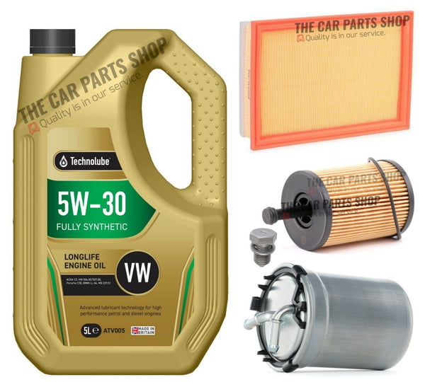 FITS SEAT TOLEDO 1.6 TDI 2015> SERVICE KIT 5L ENGINE 5W30 OIL & FUEL OIL AIR