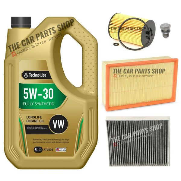 FITS AUDI A3 1.6 TDI 2012> FULL SERVICE KIT 5L OIL & AIR OIL CARBON POLLEN