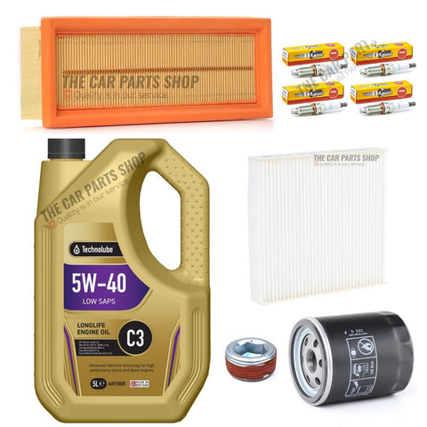 FOR FIAT GRANDE PUNTO 1.4 8V 2005> SERVICE KIT 5L OIL + OIL AIR & NGK PLUGS x4
