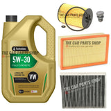 FOR AUDI A3 SPORTSBACK 1.6 TDI (8VA 8VF) SERVICE KIT 5L OIL + CABIN AIR OIL