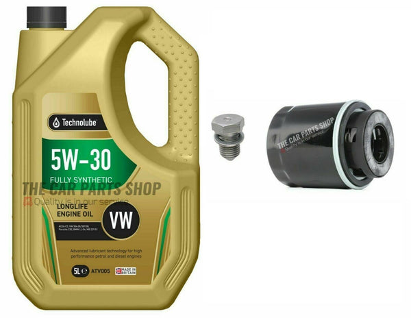 FOR SKODA FABIA MK2 1.4 TSI RS 2010-14 SERVICE KIT 5L OIL AND OIL FILTER + PLUG