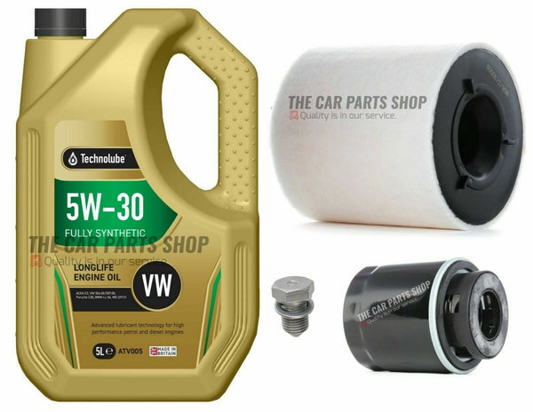 FOR AUDI A1 SPORTSBACK 1.2 1.4 11-15 SERVICE KIT 5L OIL + OIL AIR FILTER & PLUG