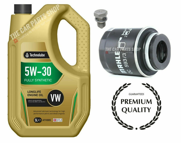 FOR SEAT TOLEDO MK4 1.6 2013-15 SERVICE KIT 5L ENGINE OIL +  FILTER PLUG
