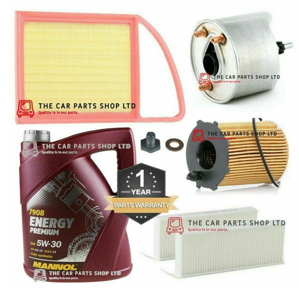 FOR CITROEN C3 MK2 1.6 HDI FULL SERVICE KIT 5L OIL & ALL FILTERS & SUMP PLUG