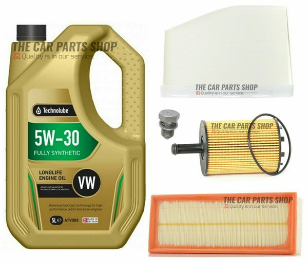 TO FIT SEAT LEON 1.6 TDI 2009> SERVICE KIT 5L 5W30 OIL + OIL AIR & CABIN CARBON