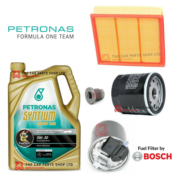 FOR MERCEDES A180D W176 1.5 DIESEL SERVICE KIT 5L PETRONAS 5W30 + AIR OIL FUEL