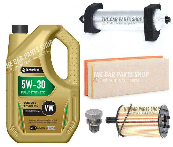 FOR AUDI A4 2.0 TDI 07-15 SERVICE KIT 5L TECHNOLUBE 5W30 & OIL AIR FUEL FILTER