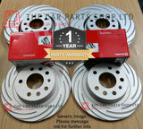 FOR VAUXHALL ASTRA H 2.0 VXR GROOVED FRONT & REAR DISCS & BREMBO PADS  ALL ROUND