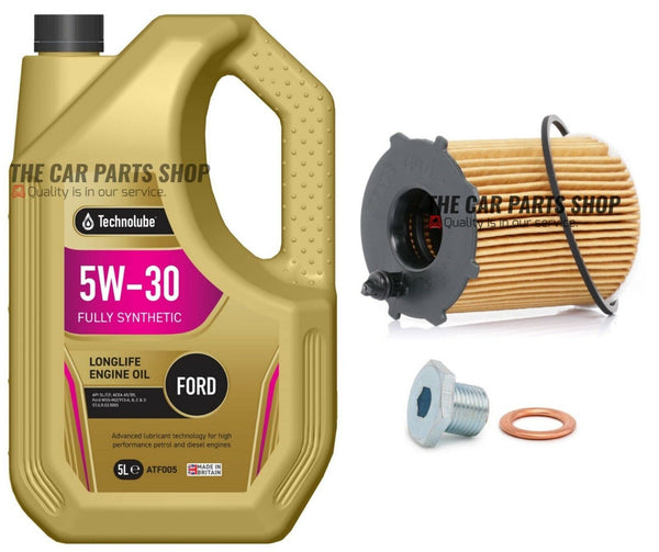 FOR FORD FIESTA 1.6 TDCI MK6 SERVICE KIT 5L 5W30 ENGINE OIL + OIL FILTER + PLUG