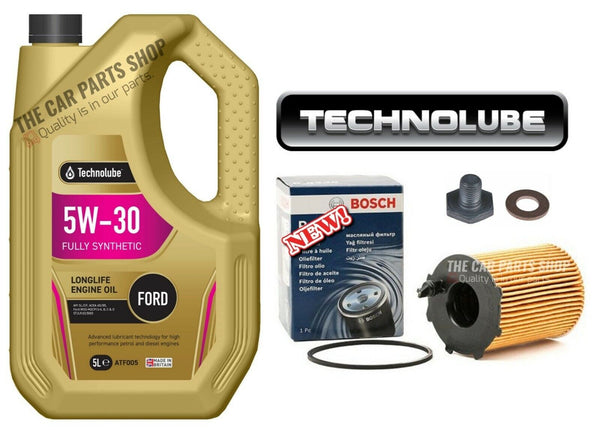 FOR FORD FIESTA 1.6 TDCI MK6 BOSCH SERVICE KIT 5L OIL AND OIL FILTER + PLUG