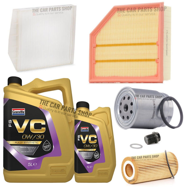 FOR VOLVO V70 2.4 D5 2001-2007 SERVICE KIT 6L 0W30 + OIL AIR FUEL CABIN FILTER