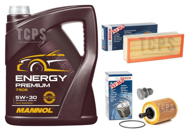 BOSCH SERVICE KIT FOR VW PASSAT 1.9 TDI (3C) 05-07 5L OIL + OIL AIR & SUMP PLUG