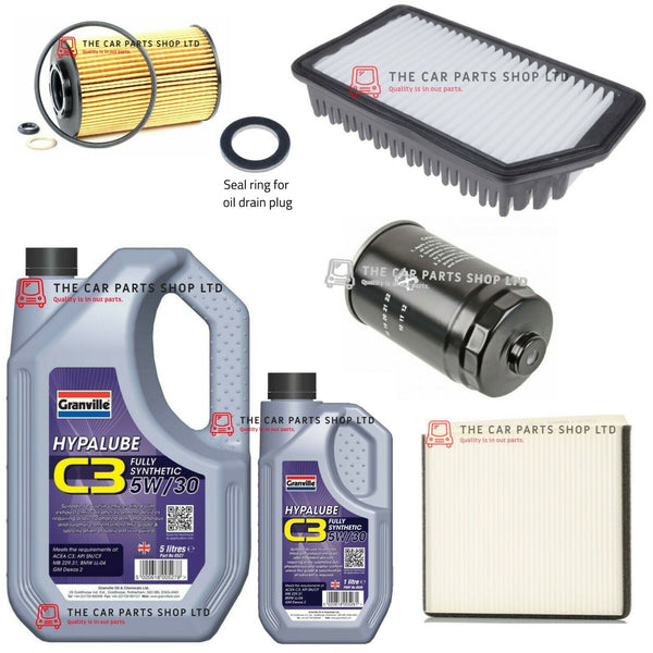 FOR HYUNDAI i30 1.6 CRDI MK2 11-17 SERVICE KIT 6L OIL & FILTER KIT & SEAL RING