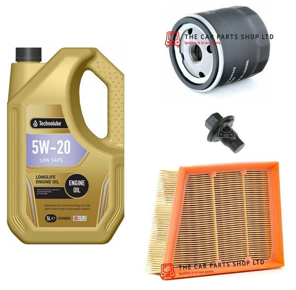 FOR FORD FIESTA 1.1 Ti-VCT 17-20 SERVICE KIT 5L OIL + AIR AND OIL FILTER & PLUG
