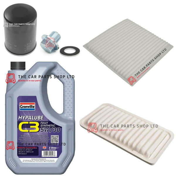 FOR TOYOTA AVENSIS VERSO 2.0 01-09 SERVICE KIT 5L OIL & OIL AIR CABIN SUMP PLUG