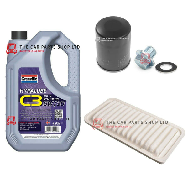 FOR TOYOTA AVENSIS VERSO 2.0 01-09 SERVICE KIT 5L OIL + OIL & AIR FILTER + PLUG