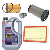 TO FIT AUDI A3 2.0 TDI SPORTSBACK 2012> SERVICE KIT 5L 5W30 & FUEL AIR OIL PLUG
