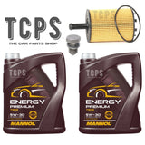 FOR VW TRANSPORTER 1.9 TDI 06-09 SERVICE KIT 7L 5W30 OIL AND OIL FILTER + PLUG