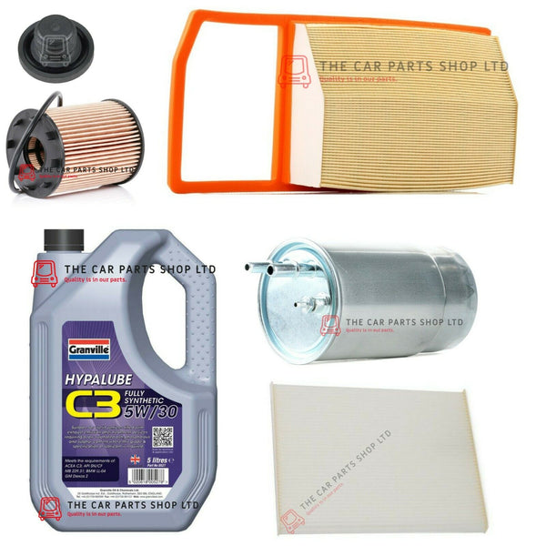 FOR VAUXHALL COMBO 1.3 CDTI MK3 11-12 FULL SERVICE KIT 5L OIL + FILTERS + PLUG