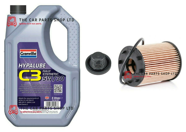 FOR VAUXHALL COMBO 1.3 CDTI MK3 11-12 SERVICE KIT 5L GRANVILLE 5W30 & FILTER NEW