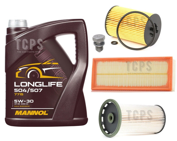SERVICE KIT FOR VW SCIROCCO 2.0 TDI MK3 2013-17 5L OIL & FUEL OIL AIR FILTER NEW