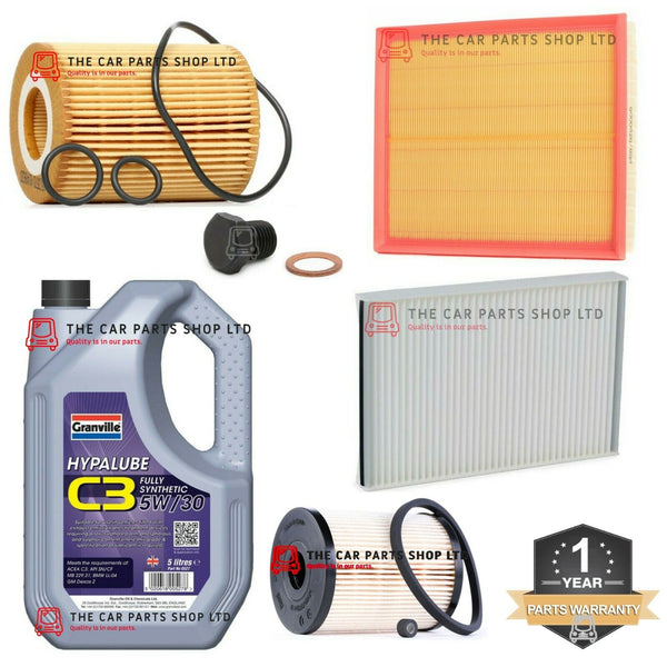 FOR VAUXHALL ASTRA H 1.7 SRI 04-11 FULL SERVICE KIT 5L OIL + FILTERS + SUMP PLUG