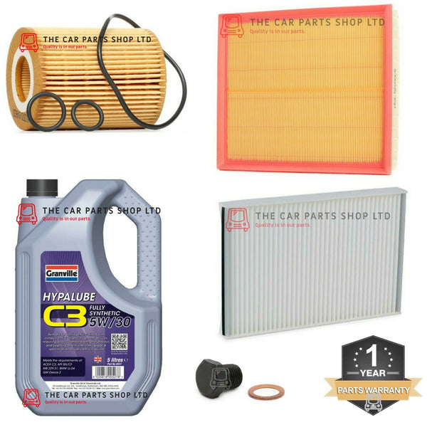FOR VAUXHALL ASTRA H 1.7 SRI 04-11 SERVICE KIT 5L OIL & AIR OIL CABIN & PLUG NEW