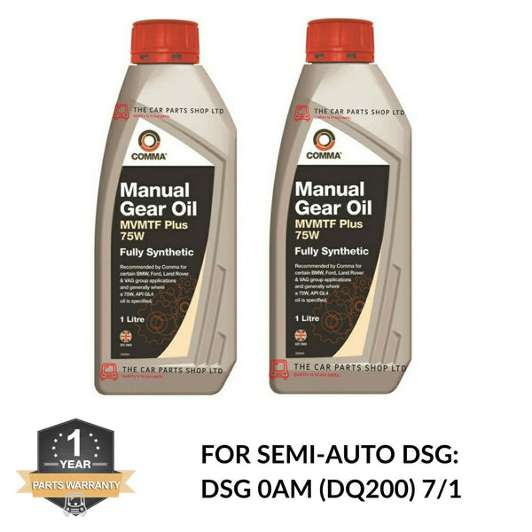 SEMI AUTO DSG GEARBOX OIL 2L COMMA MVMTF 75W FOR VW GOLF PLUS 1.6 TDI 09-14
