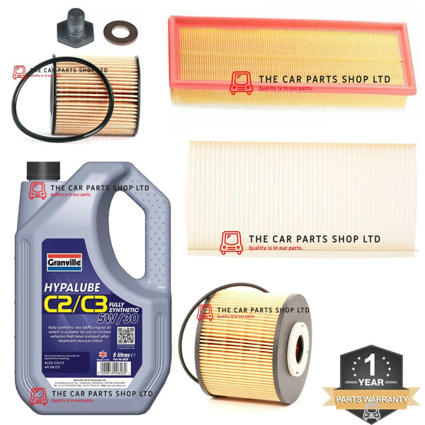 FITS PEUGEOT EXPERT 2.0 HDI MK2 2015> FULL SERVICE KIT 5L OIL & FILTERS + PLUG