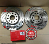 FOR VW EOS MK1 2.0 TDI 2006> GROOVED BREMBO REAR BRAKE & BREMBO PADS 253MM