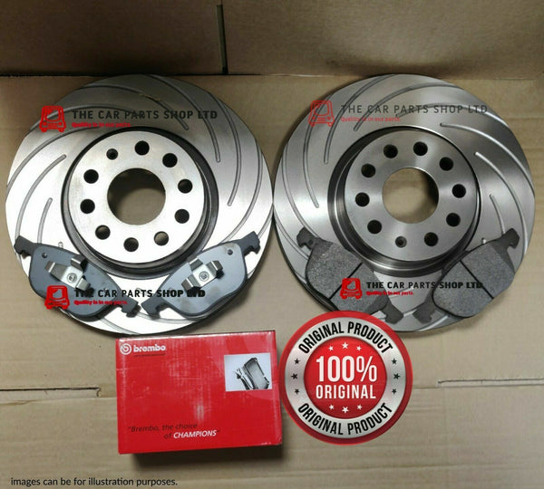 FOR VW EOS MK1 2.0 TDI 2006> GROOVED BREMBO REAR BRAKE & BREMBO PADS 253MM