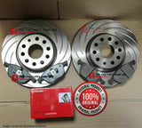 FOR AUDI A4 MK3 TDI S-LINE GROOVED BREMBO REAR BRAKE & BREMBO PADS OE QUALITY
