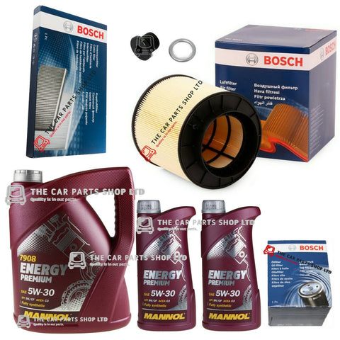 FITS AUDI A5 3.0 TDI COUPE 07-11 BOSCH SERVICE KIT BOSCH AIR OIL CABIN & 7L OIL