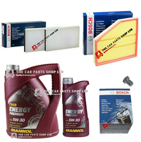 FOR BMW 5 SERIES 520D E61 ESTATE BOSCH SERVICE KIT BOSCH POLLEN AIR OIL & 5L OIL