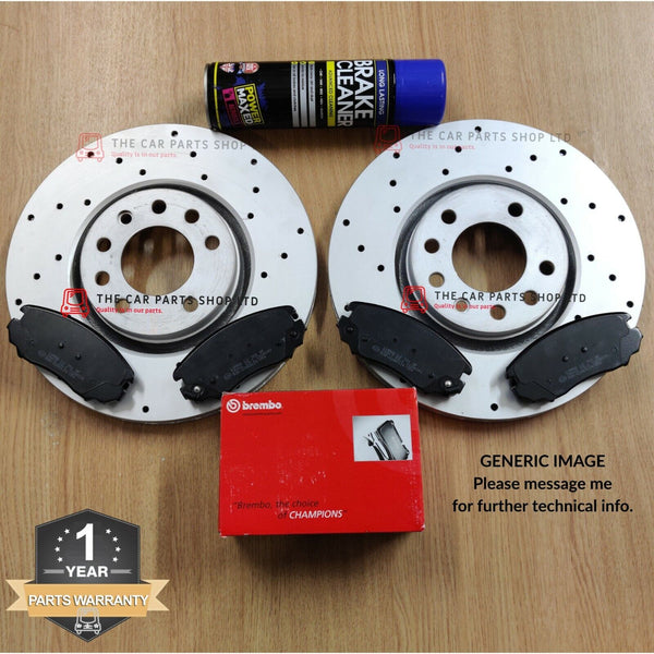 FOR VW CADDY MK3 2.0 2004-2012 DRILLED FRONT BRAKE DISCS 280MM & BREMBO PADS