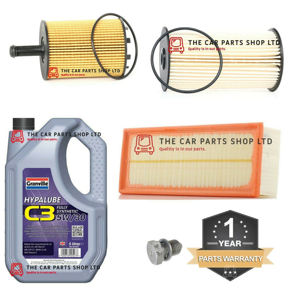 FOR VW EOS 2.0 TDI 2006> SERVICE KIT 5L GRANVILLE 5W30 OIL AND 3 FILTERS + PLUG